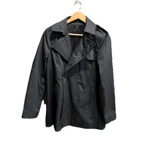 Quince Midnight Black Comfort Stretch Short Trench Coat Women's Jacket Size S